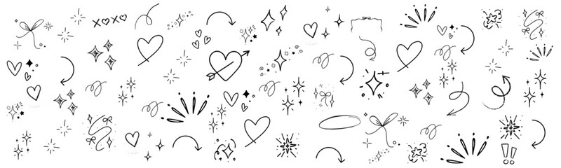 Hand drawn doodle set. collection of hand-drawn  doodles and sketch elements sparkle stars. vector illustration © MR.AK