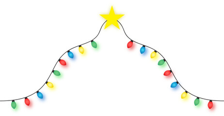 Obraz premium Christmas Tree Shaped String Lights with Glowing Star