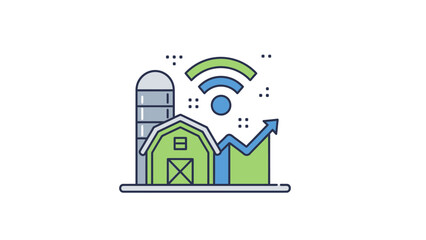 Obraz premium Modern Smart Farming Technology Icon Illustrating Agricultural Innovation, Connected Farm Management Systems, and Sustainable Growth in Digital Agriculture with IoT Solutions