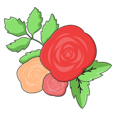 Delicate Handdrawn Rose Flower Arrangement Floral Design Element Illustration