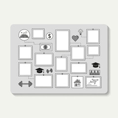 Vision Board with Icons: Goals, Dreams, Success, Travel, Fitness, Education, Finance, Home