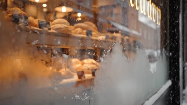 Bakery Shop Window Display with Pastries.