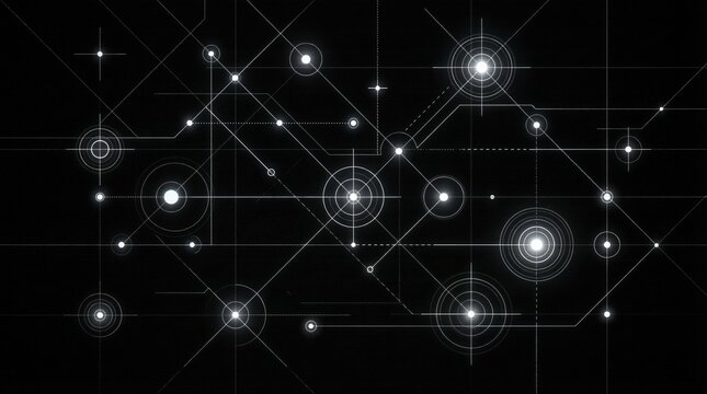 Abstract glowing network nodes connecting with lines on a dark grid background for artificial intelligence concept and future technology - Powered by Adobe
