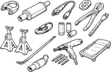 Shop Equipment Basics Line Art Set.eps
