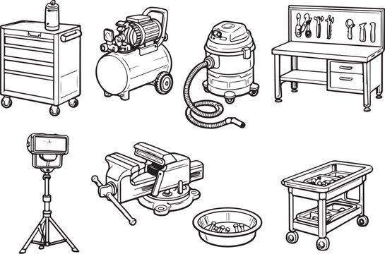 Fasteners and Hardware Line Art Set.eps