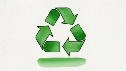 Obraz premium Green recycling symbol with arrows on a white background