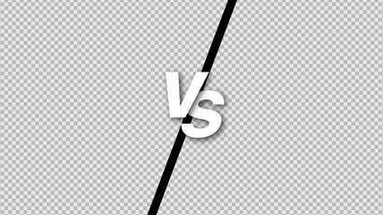 VS Versus Text Screen Template on Transparent Background, Comparison Battle Graphic with Diagonal Line, Competition Background for Gaming, Sports, Fighting, and Product Comparison Illustration