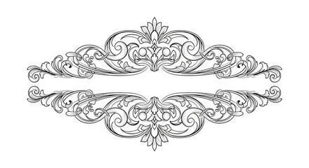 Naklejka premium Ornate baroque-inspired black and white frame with intricate floral scrollwork elements