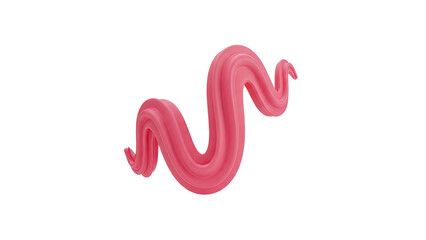 Abstract Pink Wavy Line Shape - 3D Render