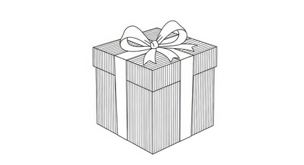 Obraz premium Outlined gift box with ribbon design, perfect for minimalistic celebrations design