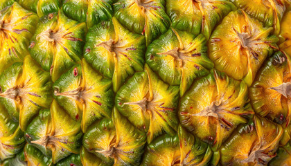 Close-up of a textured fruit skin, displaying intricate, geometric patterns