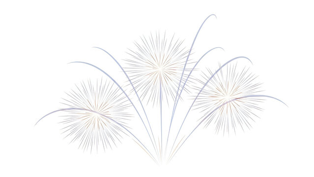 Elegant Firework Burst Display in Soft Pale Colors on White Background