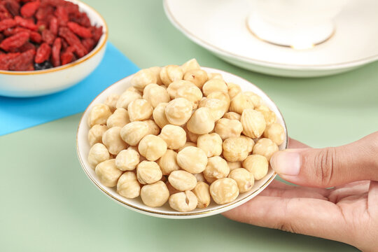 Roasted Cashew Nuts and Mixed Healthy Snacks in Bowls