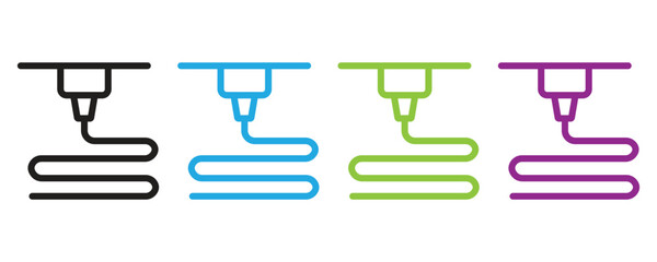 3d printing process icon, precision 3D printing process with advanced nozzle technology in trendy flat style illustration isolated on white background.