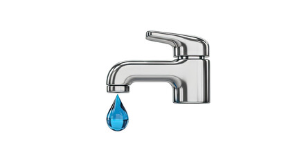 Chrome Faucet with Dripping Water Droplet