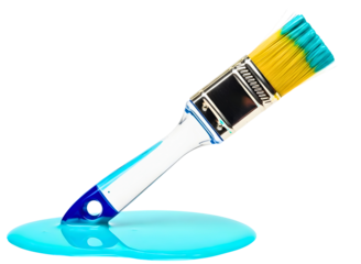 Paintbrush with blue paint