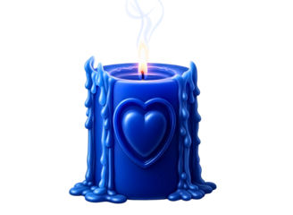 Blue candle with heart shape