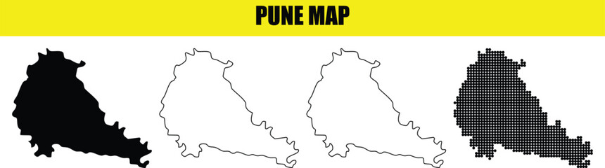 pune map silhouette outline dot vector city graphic geographic region indian state outline graphic © Ehan
