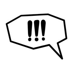 Bold Exclamation Mark in Jagged Speech Bubble. Hand Drawn Comic Shout Box. Sketchy Scream Balloon Vector Illustration.