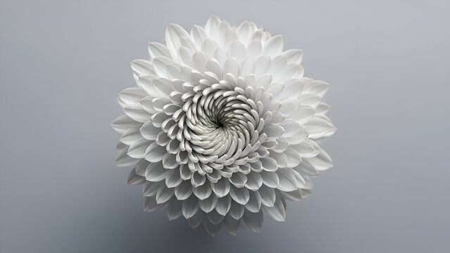 Aerial View of a White Spiral Flower Formation Resembling on a Gray Background - Powered by Adobe
