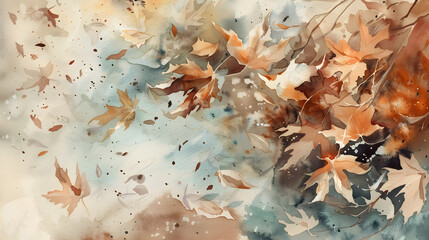 watercolor close-up falling maple seeds