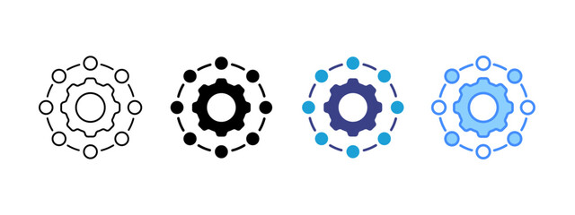 Network icon set multiple style collection