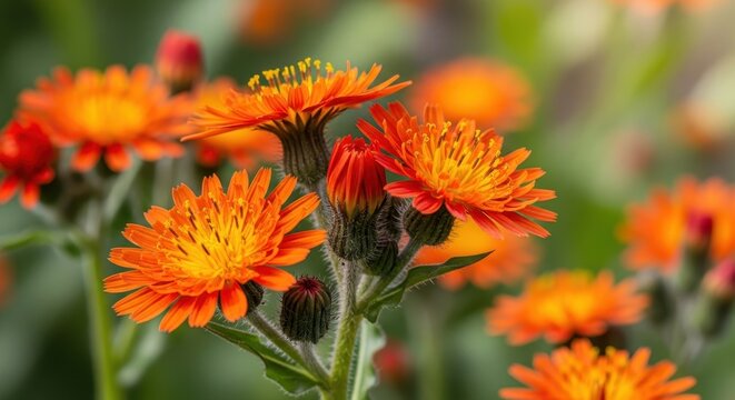 Radiant orange hawkweed blossoms capturing summer's vibrant hues on a sunny day