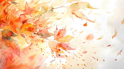 watercolor close-up falling maple seeds