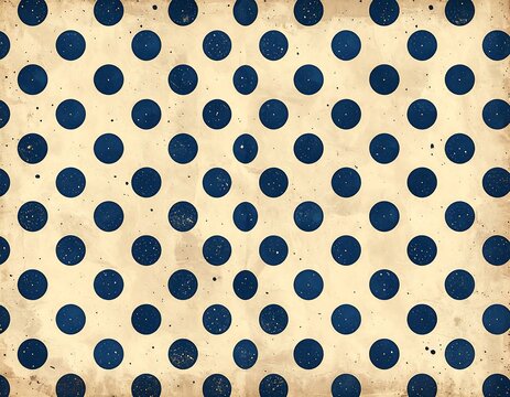 Polka-dotted, navy blue pattern on a vintage, textured paper
