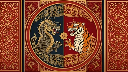 Yin Yang Dragon and Tiger Symbolism A Powerful Emblem of Duality and Balance in Art
