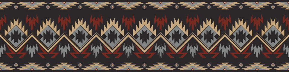 Seamless geometric border pattern, Aztec frame.