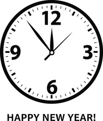 Midnight clock strikes twelve on New Year's Eve celebration