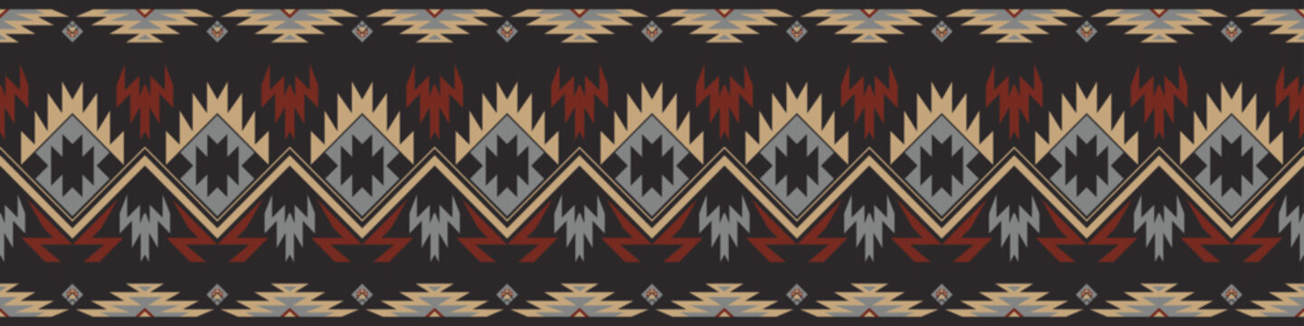Seamless geometric border pattern, Aztec frame.