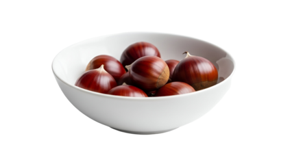 Bowl of chestnuts isolated on transparent background