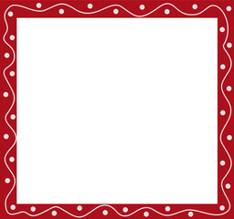 Obraz premium Red solid square frame with white wave line and polka dot pattern