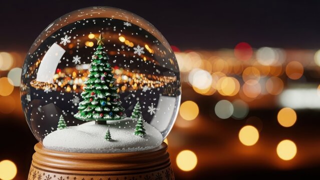 Christmas snow globe with tree