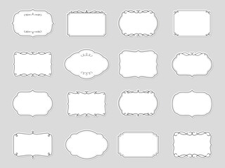 Editable line simple vintage frame sticker set