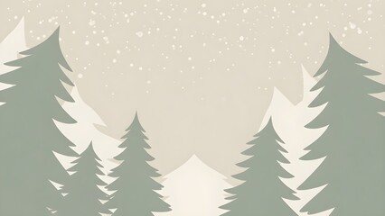 Muted Winter Forest Background with Pine Trees