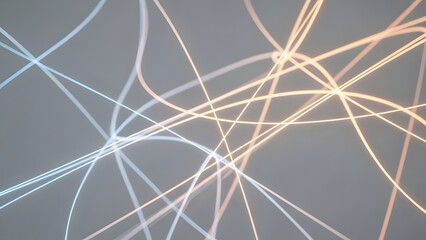 Abstract glowing lines network background illustrating digital connectivity, neural pathways, and futuristic data transfer concepts with blue and orange light trails