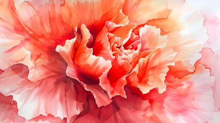 watercolor macro carnation bloom vibrant red