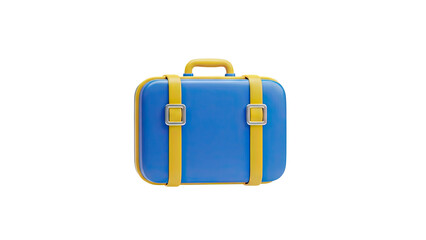 3D Blue and Yellow Suitcase Icon with Straps