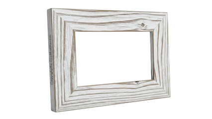 Empty Whitewashed Wood Frame With Rustic Texture On Black