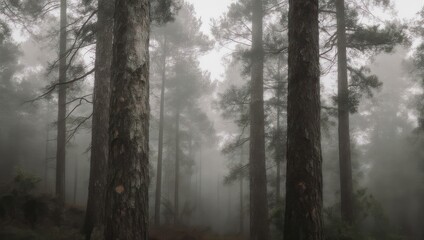 Misty Forest Path with Sunbeams.
