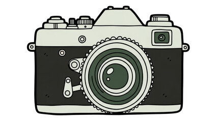 Retro Film Camera Cartoon Illustration On Black Background