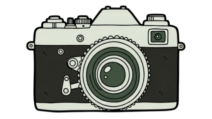 Retro Film Camera Cartoon Illustration On Black Background