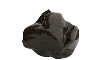 Shiny Black Rock Isolated on Transparent Background