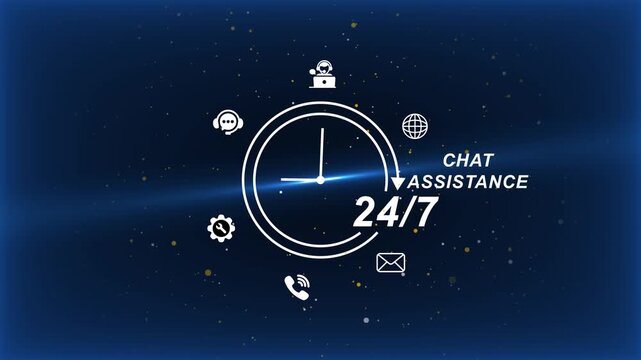 24/7 Chat Assistance Support Clock Customer Service 24/7 support customer help