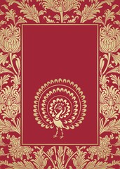 peacock, feathers ,wedding card design, royal India	