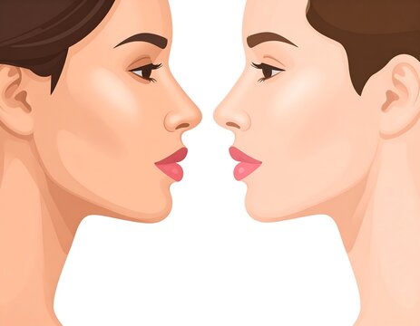Illustration of two women's faces in profile, close together