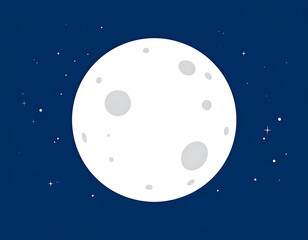Large white lunar body with craters against a dark blue star-speckled background
